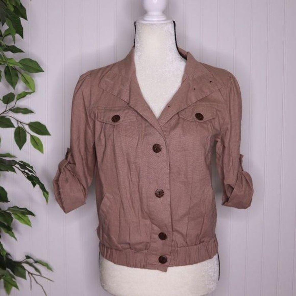 Anthropologie Mine Button Front Top Short Sleeve